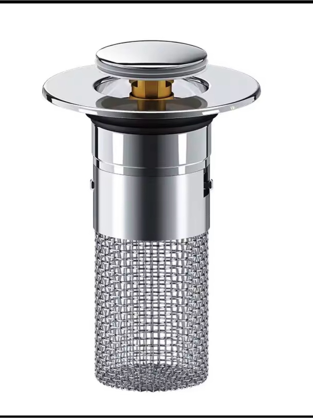 Chrome Pop-Up Sink Strainer with Mesh Basket - Chrome